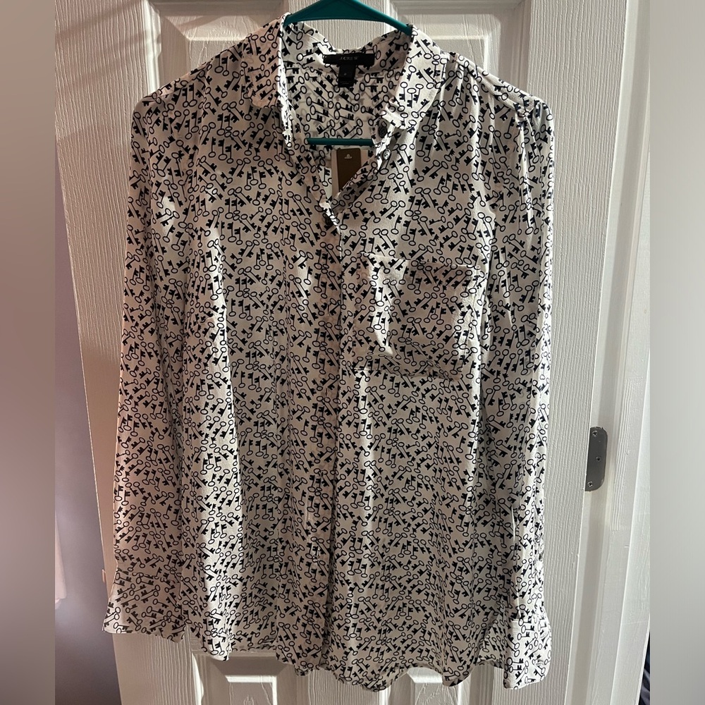 J. Crew Black and White Printed Button Down Shirt